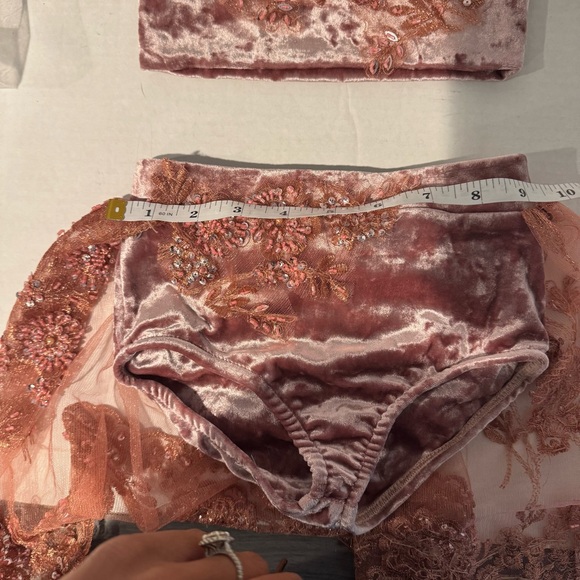 CUSTOM DANCEWEAR COSTUME Solo or DUO SIZE YOUTH medium 6/7 Blush Velvet - Picture 9 of 9